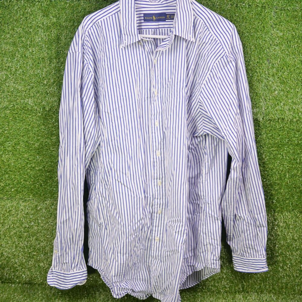 Ralph Lauren Button-Up Shirt - blue and white striped pattern - Men's Size XLT